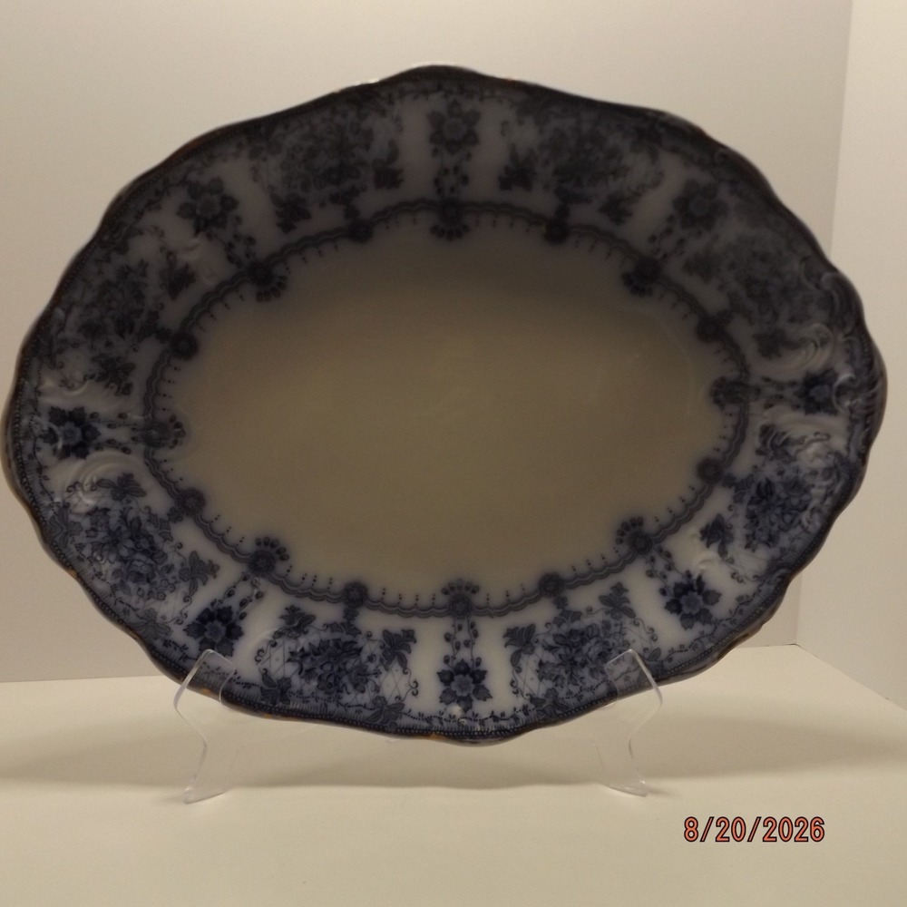 Vintage Rare Furnivals Glunny England Large Blue & White Serving Platter